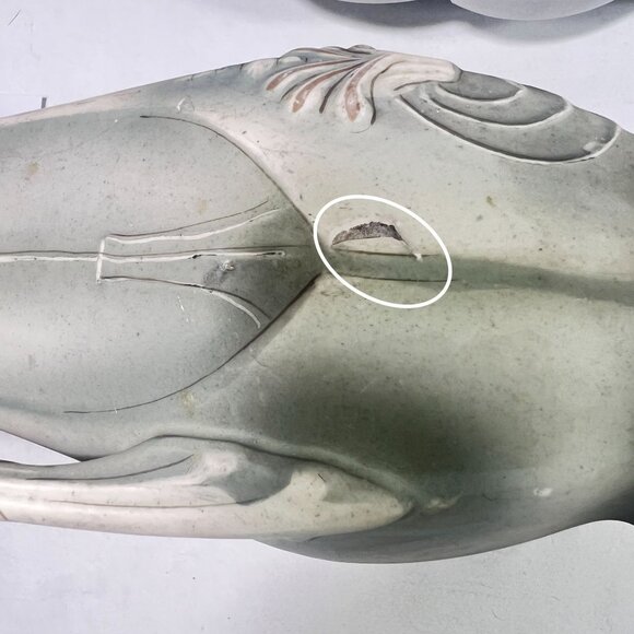 Art Nouveau Ceramic Bud Vase Green Gray 1900 Twin Handles 10" X 5" - Picture 8 of 10